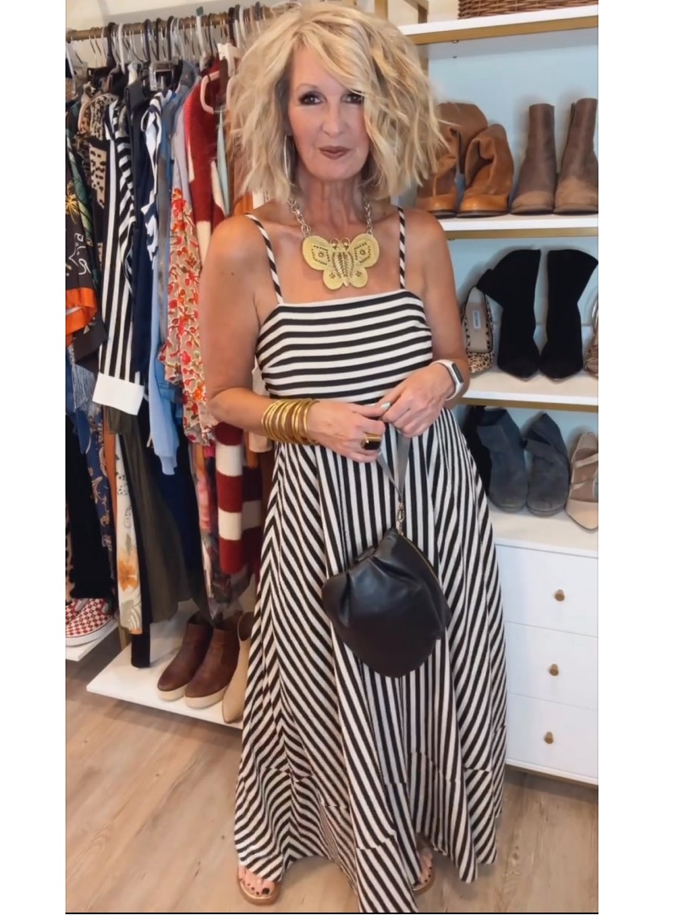 Black and White Striped Maxi Dress - Classic Summer Style